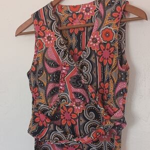Like New PrAna Women's Vibrant Floral Sleeveless Dress - Pink and Black